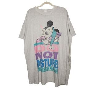 Vintage Mickey Mouse Do Not Disturb Sleep Shirt Oversized Gray Disney
